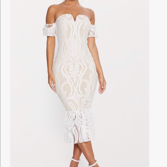 white midi mermaid dress